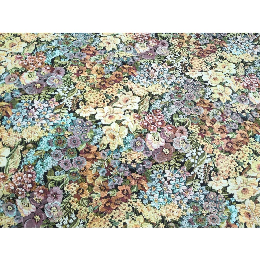 Floral Flower Garden Vintage Jacquard Tapestry Upholstery Fabric  Mille Fluer